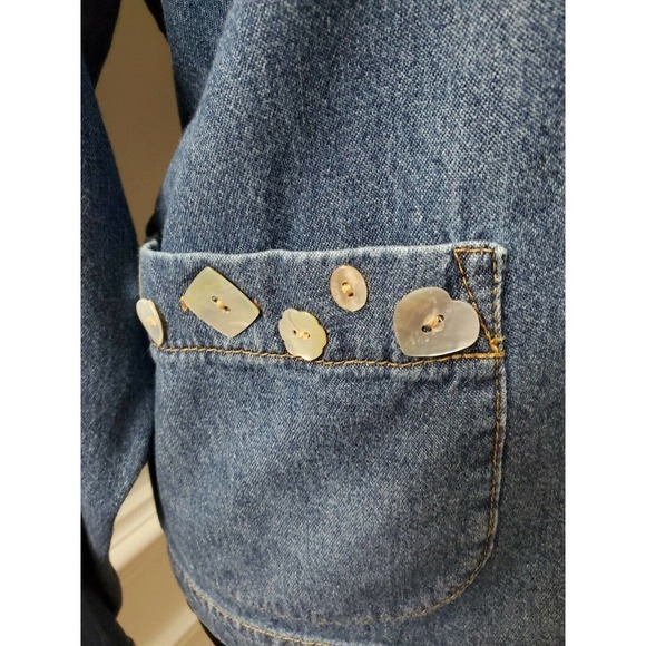 Cold Water Creek Women's Blue Denim 100% Cotton Long Sleeve Collared Jacket - Picture 4 of 10
